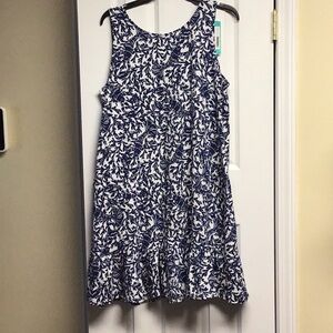 Lilly Pulitzer Blue and White Floral Dress, Large
